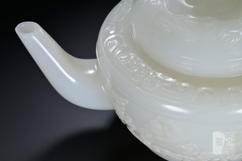 十九世纪 白玉佛八宝纹盘龙钮执壶 - 图6